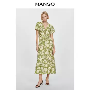 Женское платье Mango с цветочным принтом, черный