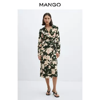 Женское платье Mango с цветочным принтом, зеленый
