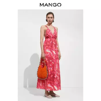 Женское платье Mango с двойными бретелями и принтом, розовый