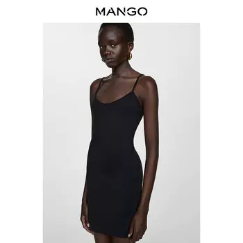 Женское платье Mango с глубоким вырезом на бретельках, черный