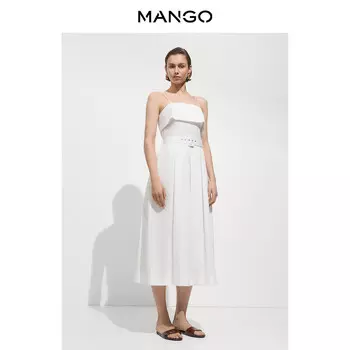 Женское платье Mango с тонкими бретельками и поясом, белый