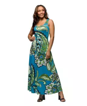 Женское платье макси без рукавов с круглым вырезом и силуэтом А-силуэта 24seven Comfort Apparel, мультиколор