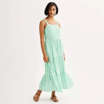 Женское платье макси из мягкой марли Sonoma Goods For Life, цвет Bold Green Stripe