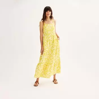 Женское платье макси из мягкой марли Sonoma Goods For Life, цвет Sun Yellow Floral