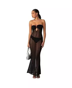 Женское платье макси из прозрачной сетки Maisy Edikted, черный