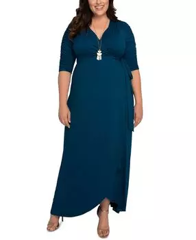 Женское платье макси meadow dream больших размеров Kiyonna, бирюзовый