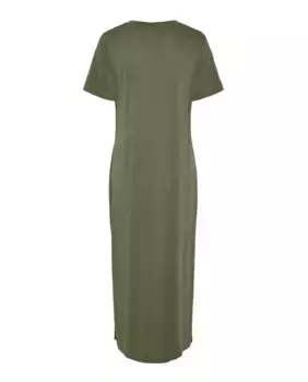 Женское платье макси с коротким рукавом Pieces, темно-зеленый