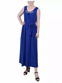 Женское платье макси с отделкой Petites NY Collection, цвет surf the web