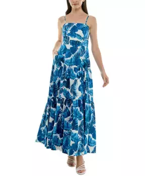 Женское платье макси с принтом и ярусами Taylor, синий