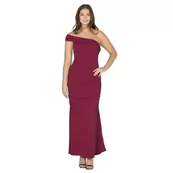 Женское платье макси с рюшами на одно плечо и рюшами 24Seven Comfort Apparel, цвет Brick