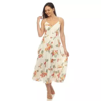 Женское платье макси с v-образным вырезом и цветочным принтом WM Fashion, цвет Cream