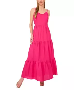 Женское платье макси с V-образным вырезом, без рукавов и ярусами CeCe, розовый