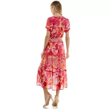 Женское платье макси с v-образным вырезом и присборенной талией Figueroa & Flower Figueroa & Flower