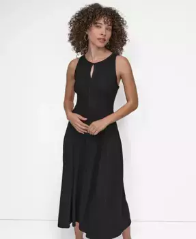 Женское платье макси с вырезом "ключ" DKNY, черный