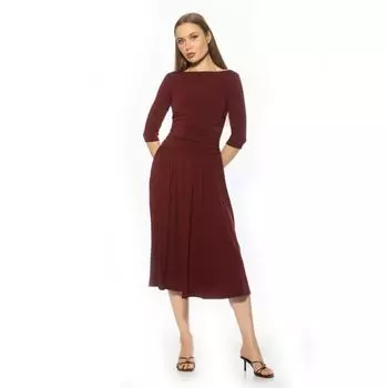 Женское платье макси с вырезом-лодочкой и заниженной талией Alexia Admor, бургундия