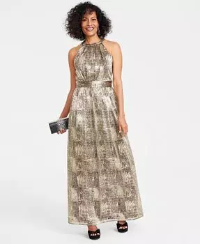 Женское платье макси с жатым трикотажным лифом и плиссированным лифом INC I.N.C. International Concepts, золото