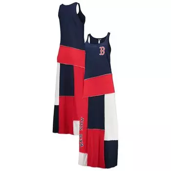 Женское платье макси темно-синего/красного цвета с круглым вырезом Boston Red Sox Tri-Blend