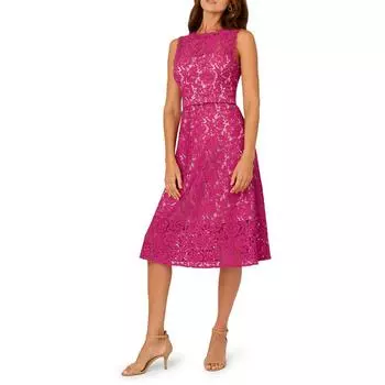 Женское платье миди без рукавов с поясом Adrianna Papell, цвет orchid