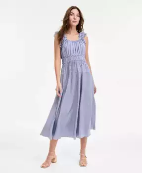 Женское платье миди без рукавов с рюшами силуэта А-силуэта Robbie Bee, синий