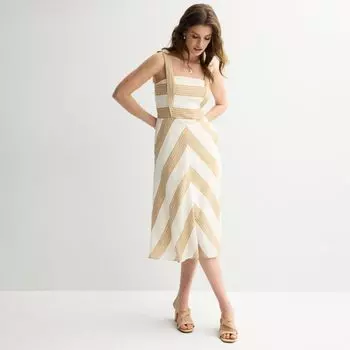 Женское платье миди без рукавов с шевронным узором Draper James, цвет tan stripe