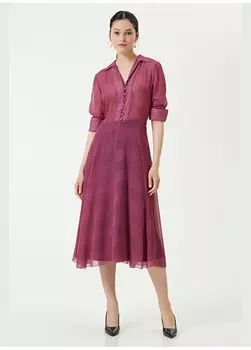 Женское платье миди цвета фуксии с воротником Network