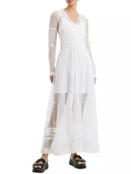 Женское платье миди длиной до лодыжки с вышивкой French Connection, цвет summer white