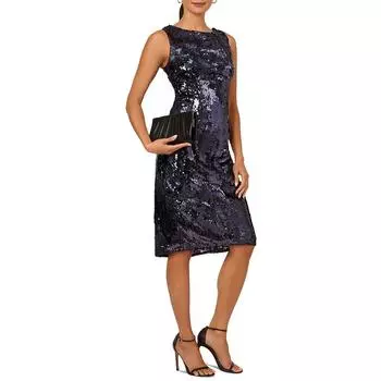 Женское платье миди из полиэстера с пайетками Adrianna Papell, темно-синий