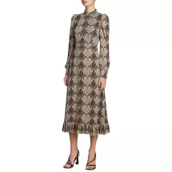 Женское платье-миди из полиэстера с цветочным принтом Milano, черный