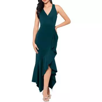 Женское платье миди из полиэстера с оборками X by Xscape, цвет hunter