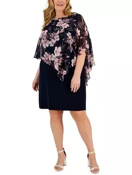 Женское платье-миди из полиэстера с цветочным принтом Connected Apparel, темно-синий/лиловый