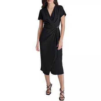 Женское платье-миди из полиэстера с цепочкой DKNY, черный