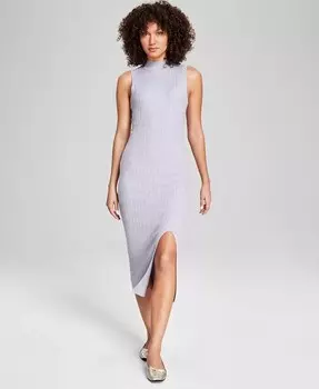 Женское платье миди косой вязки без рукавов с воротником-стойкой And Now This, синий