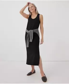 Женское платье-миди на бретелях из мягкого пряда Pact, черный