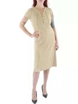 Женское платье миди на шнуровке до щиколотки Lauren Ralph Lauren, цвет tan