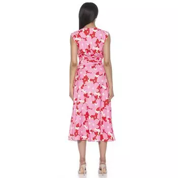 Женское платье миди с асимметричной драпировкой ALEXIA ADMOR Paris с круглым вырезом ALEXIA ADMOR