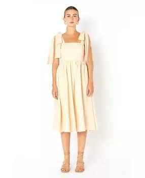 Женское платье миди с бантом на плечах и завязкой на плечах endless rose