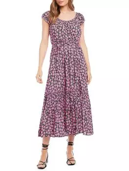 Женское платье миди с цветочным принтом и круглым вырезом Karen Kane, цвет floral