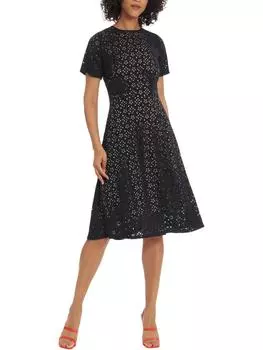 Женское платье миди с цветочным принтом и лазерной резкой Maggy London, темно-синий