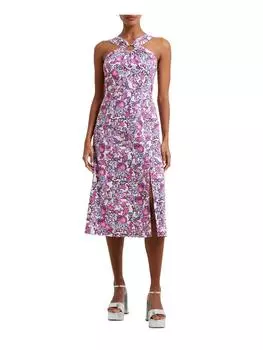 Женское платье-миди с цветочным принтом и бретельками через шею French Connection, цвет summer white