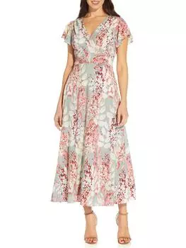 Женское платье миди с цветочным принтом Adrianna Papell, цвет aqua multi