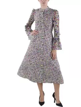 Женское платье-миди с цветочным принтом длиной до середины голени French Connection, цвет sharp green