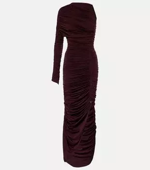 Женское платье миди с драпировкой на одно плечо Mugler, бордовый