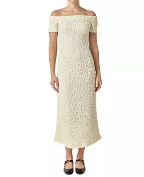 Женское платье миди с фактурной отделкой English Factory, слоновая кость/кремовый