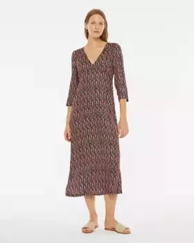 Женское платье миди с французскими рукавами и геометрическим принтом System Action, мультиколор