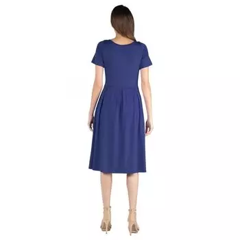 Женское платье миди с короткими рукавами и карманами 24seven Comfort Apparel 24Seven Comfort Apparel, голубой