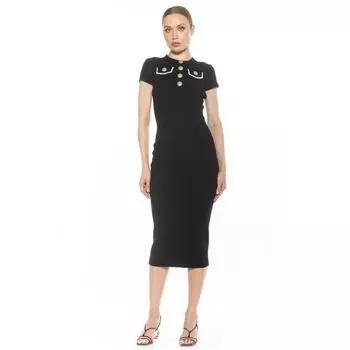 Женское платье миди с короткими рукавами из рубчатого трикотажа Rhys Alexia Admor, черный