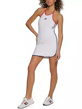 Женское платье-миди с логотипом и бретельками через шею Tommy Hilfiger Sport, белый
