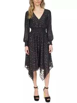 Женское платье-миди с металлическим эффектом до середины голени Petites MICHAEL Michael Kors, черный