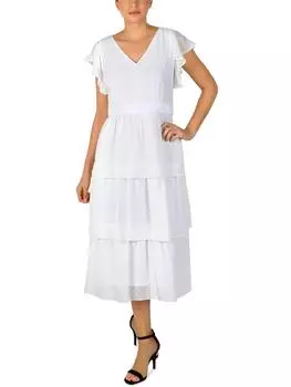 Женское платье миди с многоуровневыми рукавами-оборками Julia Jordan, слоновая кость