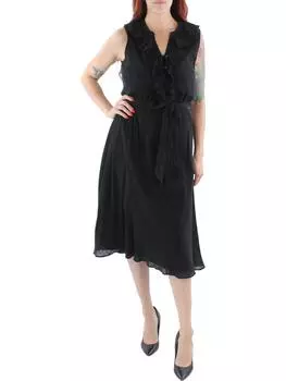 Женское платье миди с оборками на щиколотку Lauren Ralph Lauren, черный